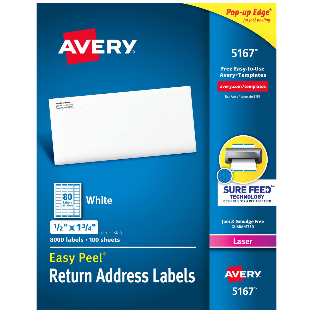 Avery Label 5167, 1/2" x 1 3/4", 8 Count