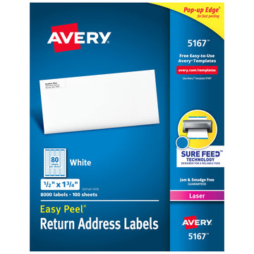 Avery Label 5167, 1/2" x 1 3/4", 8 Count