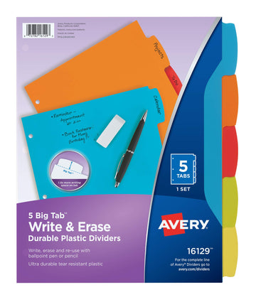 Avery Binder Divider 16129, 5 tab