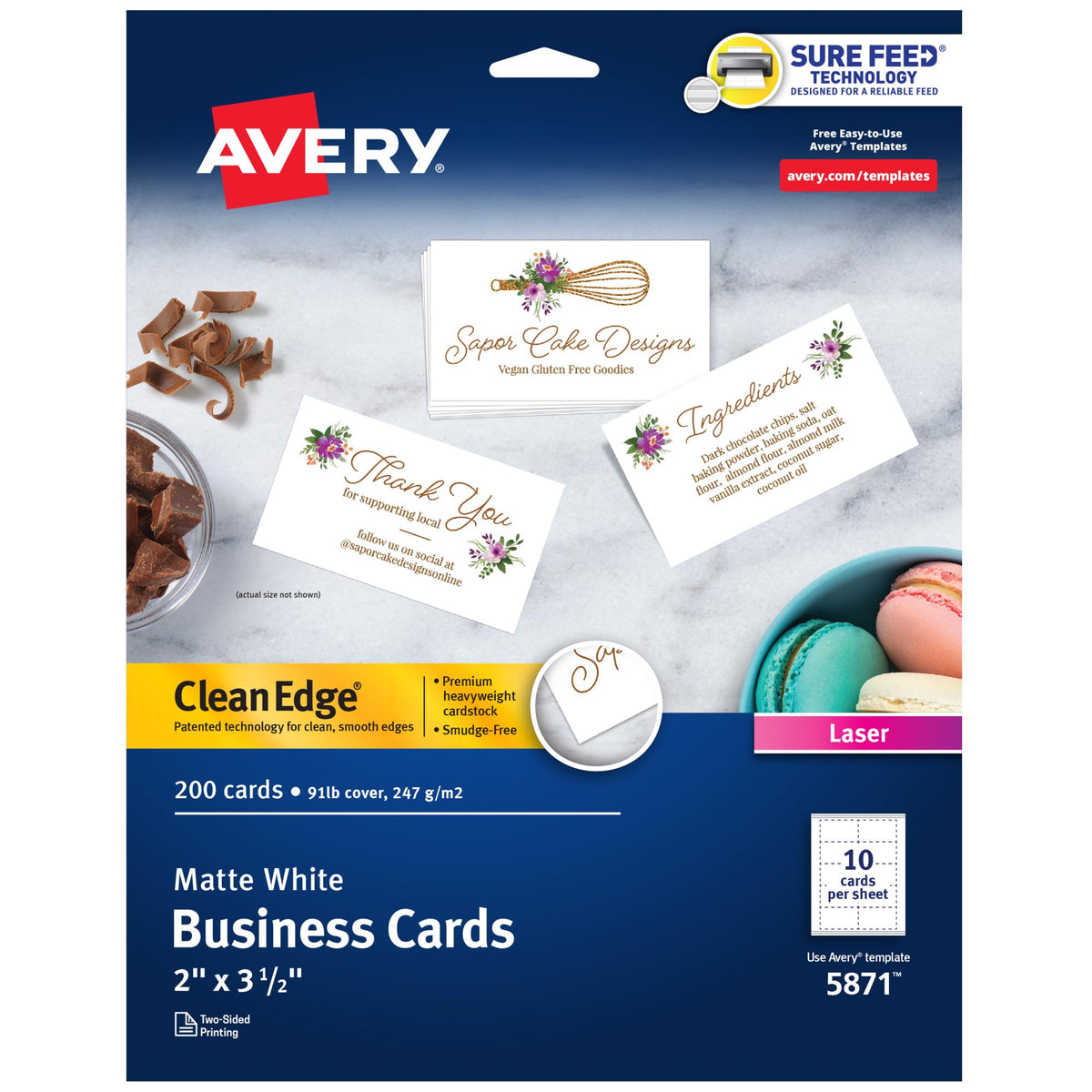 Avery Card Stock 5871, 2" x 3.5"