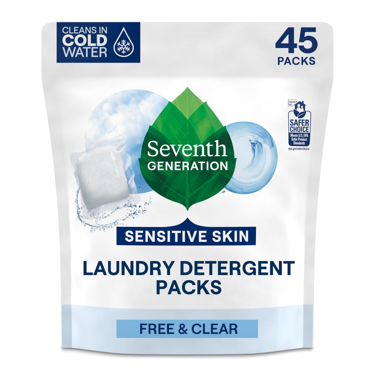 Seventh Generation Laundry Detergent 732913229772, 45 Count
