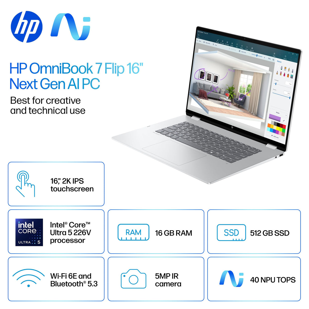 HP Notebook Computer B6JG7UA#ABA, 16GB RAM | 512GB SSD – view 2