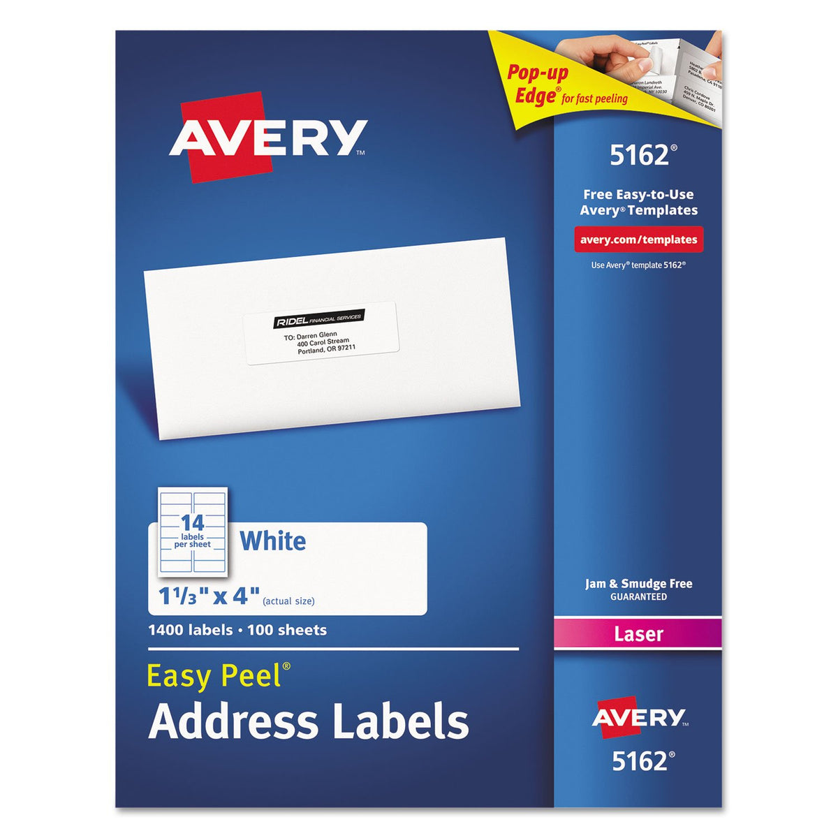 Avery Label 05162, 1-1/3 Inch x 4 Inch, 1400 Count