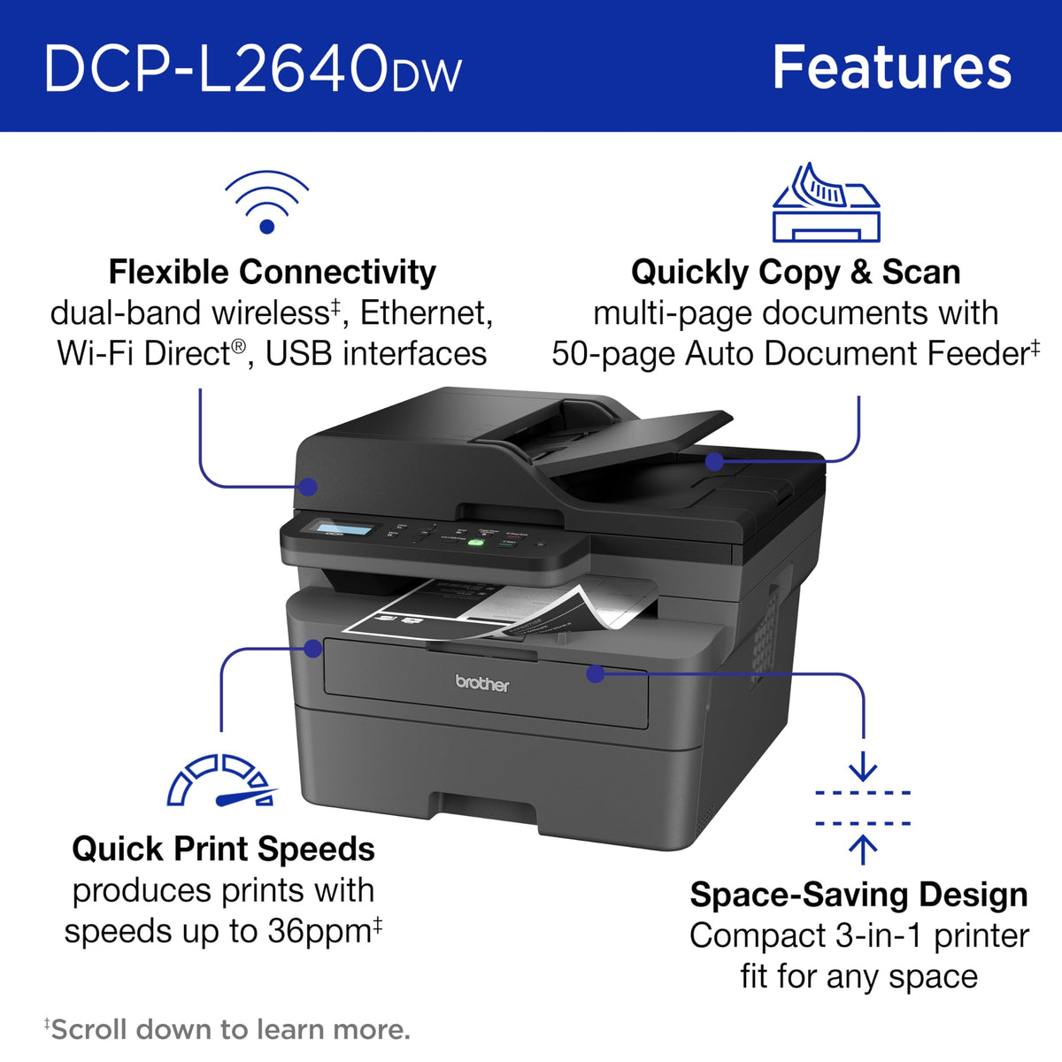 Brother Printer DCPL2640DW, Standard – view 3