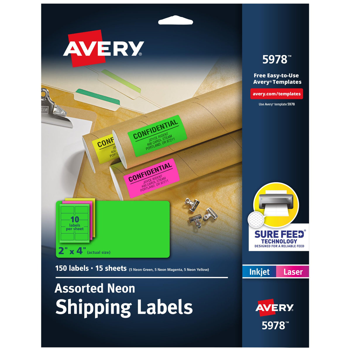 Avery Label 5978, 2 in x 4 in, 150 Count