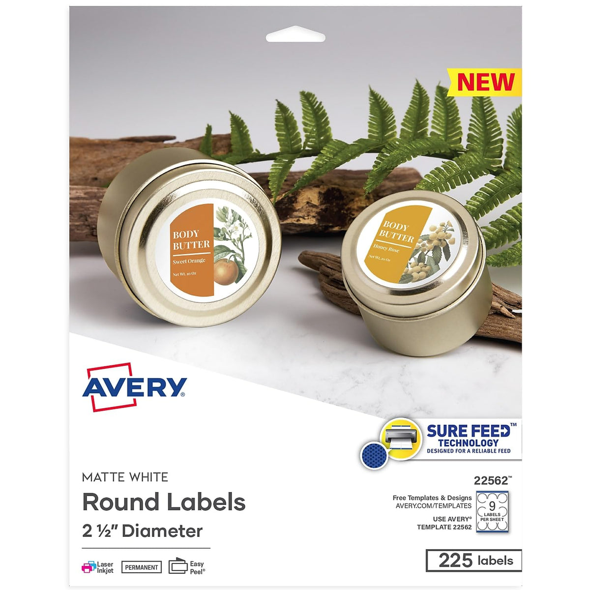 Avery Label 22562, 2.5", 225 Count