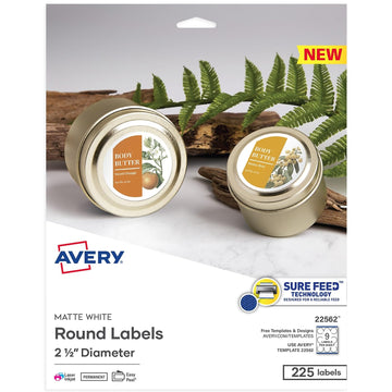 Avery Label 22562, 2.5", 225 Count