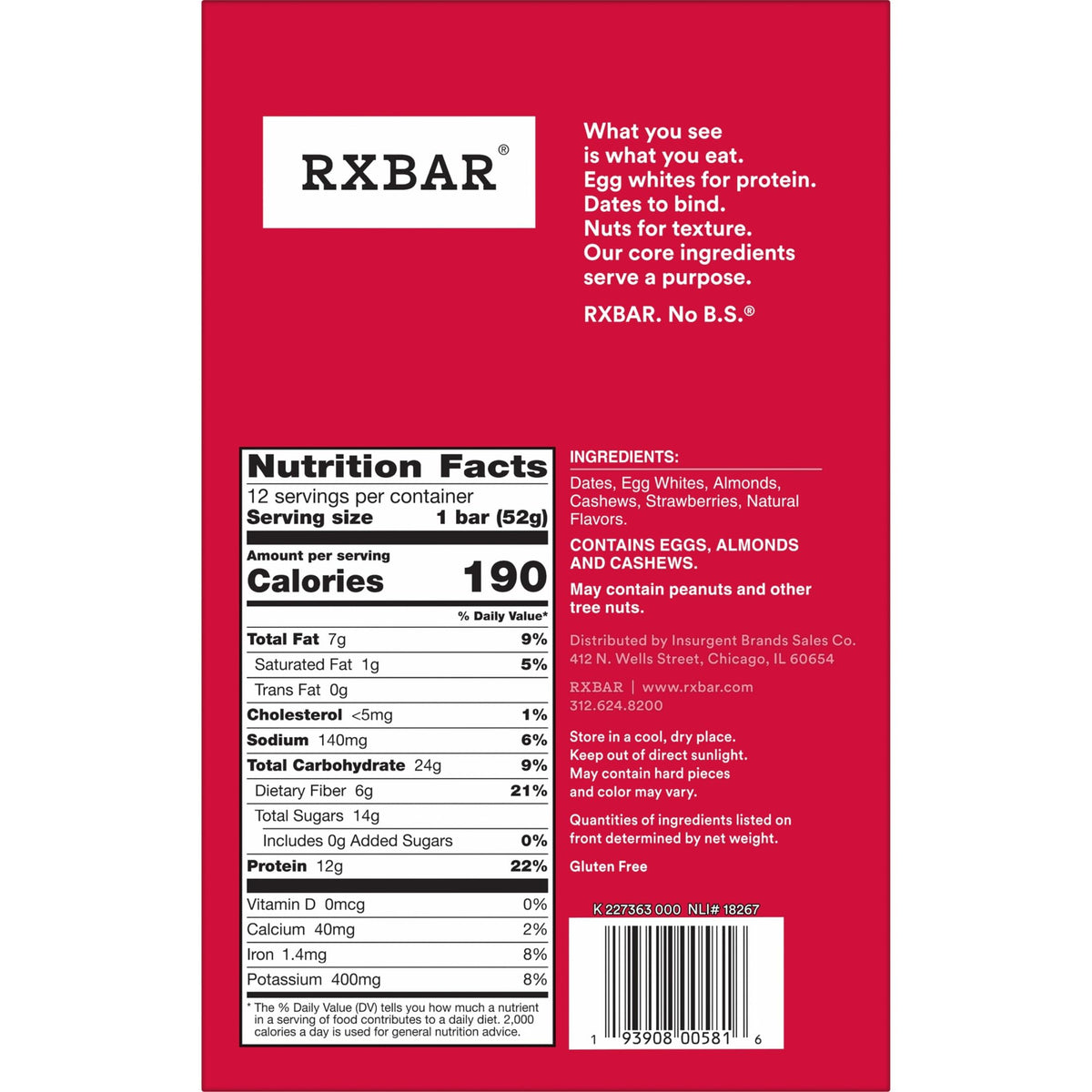 RXBAR Snack Food Bar 0193908005816, 12 Count – view 3