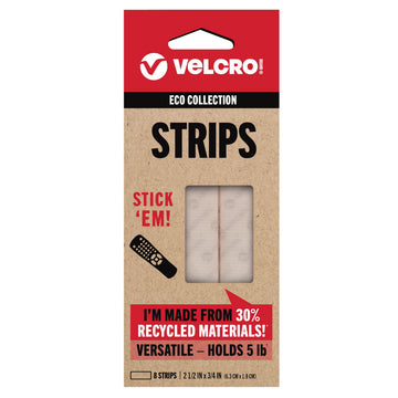 VELCRO Brand Adhesive Tapes VEL-30191-USA, 2 1/2in x 3/4in, 8 Count