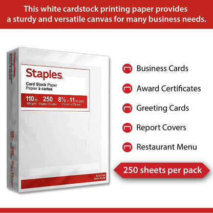 Staples Card Stock 49701, 8.5 x 11 in, 250 Count – view 6