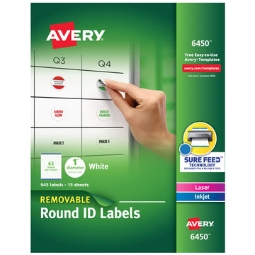 Avery Label 6450, 1" diameter, 945 Count