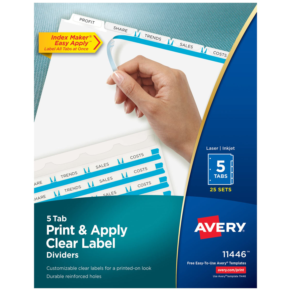 Avery Binder Divider 11446, 5 tab, 125 Count