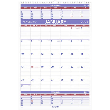 AT-A-GLANCE Calendar PM628, 15.5"W x 22.75"H