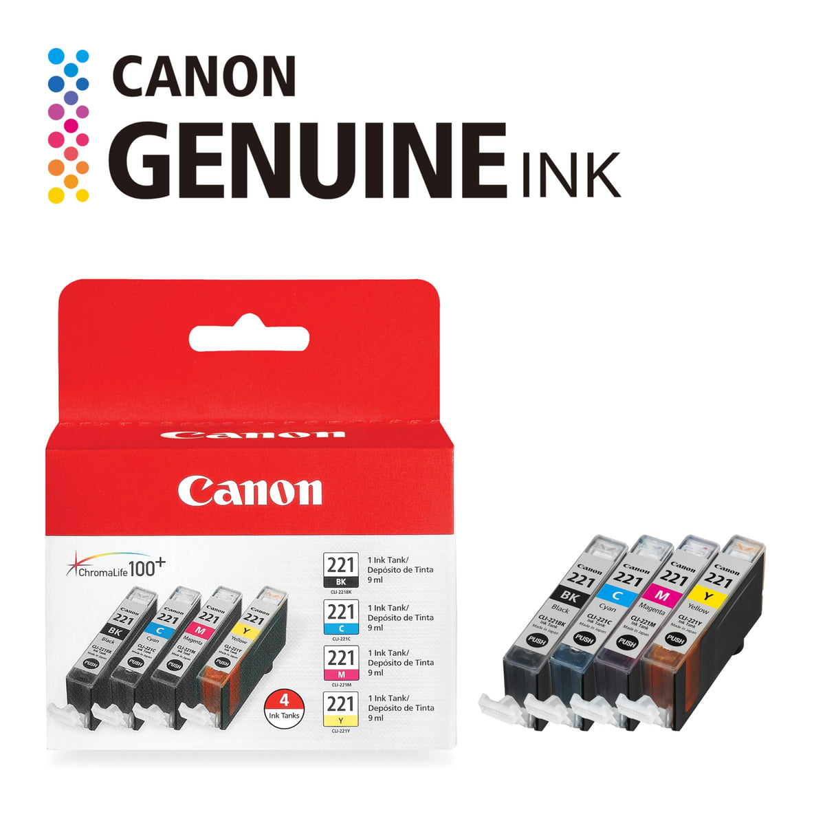 Canon Inkjet Printer Ink CLI221CLPK, -, 4 Count – view 2