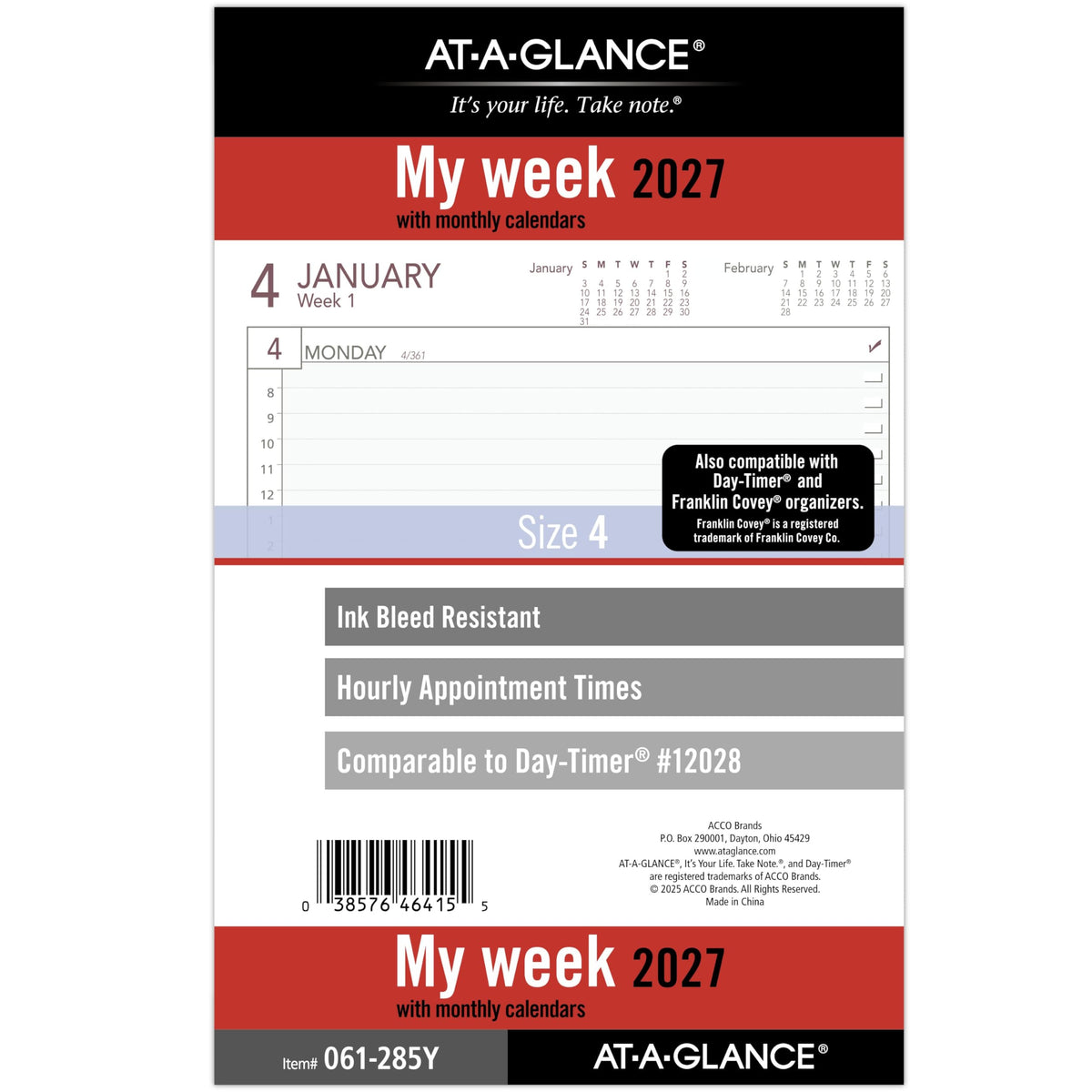 AT-A-GLANCE Planner 061-285Y, Size 4