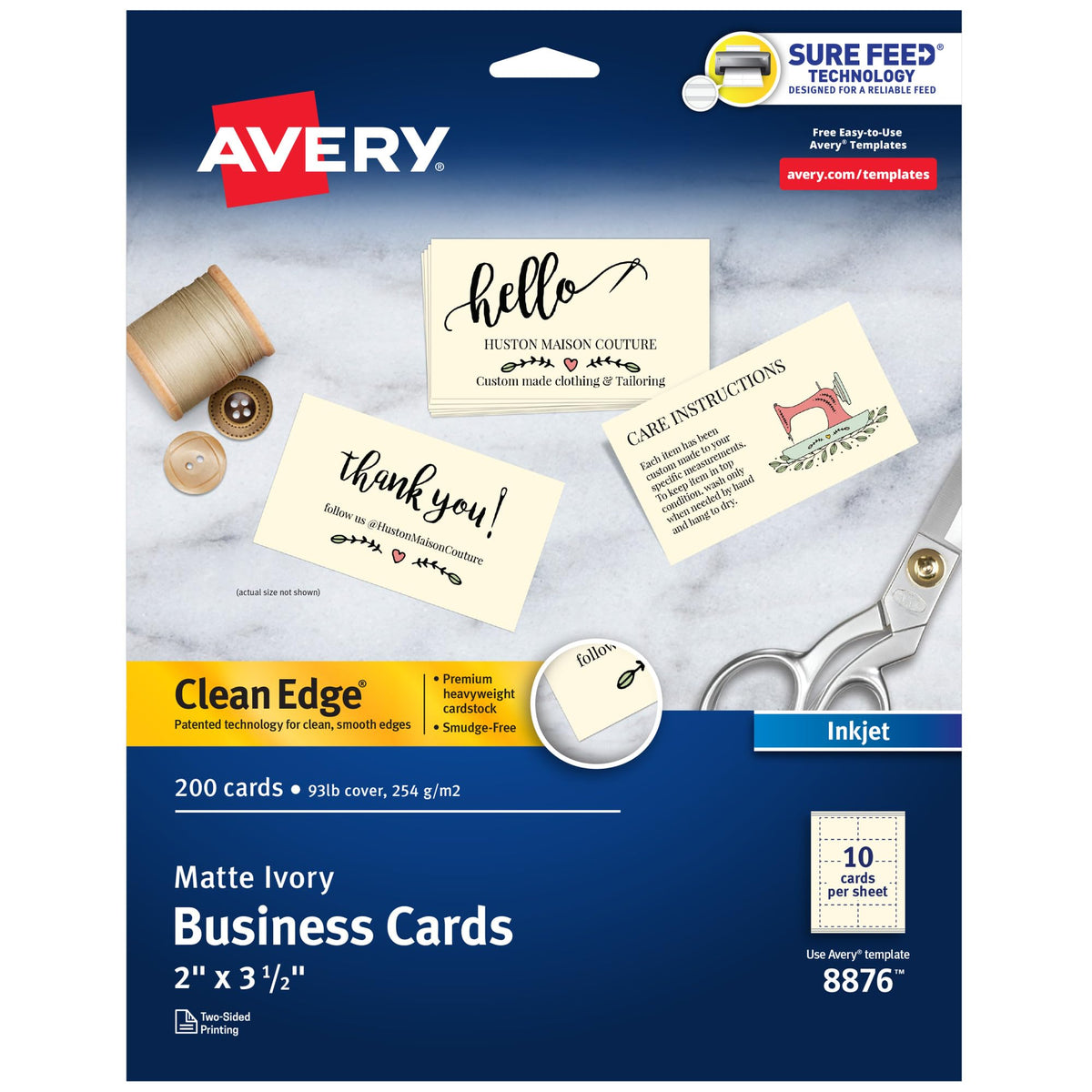 Avery Card Stock 8876, One Size, 200 Count