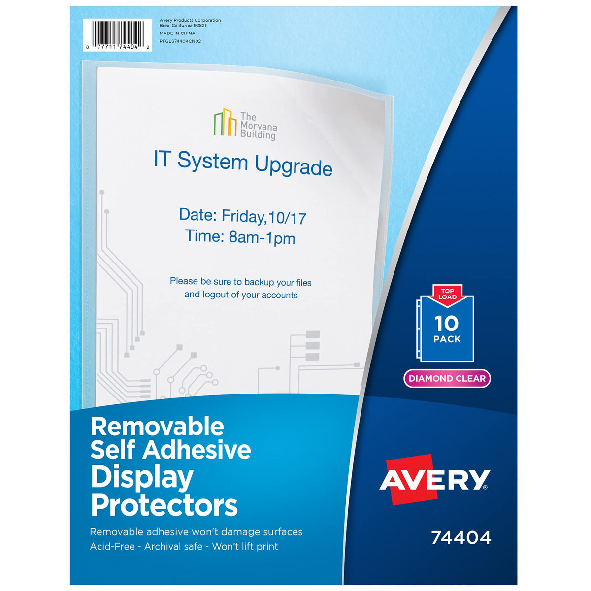 Avery Card Document Sleeve 74404, 8-1/2 x 11 in, 10 Count