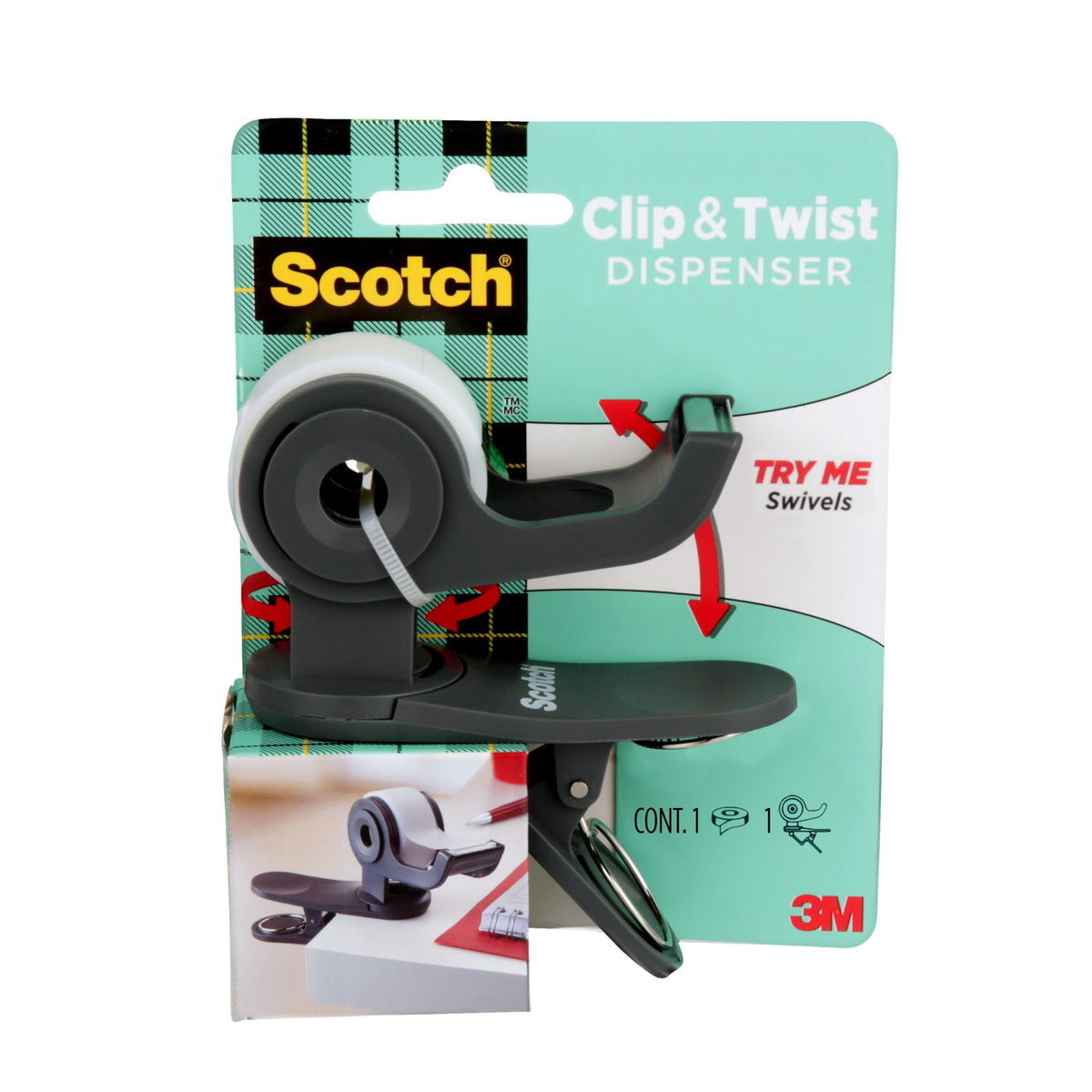 Scotch Tape Label Dispenser C19-CLIP-CCW, 1-Pack