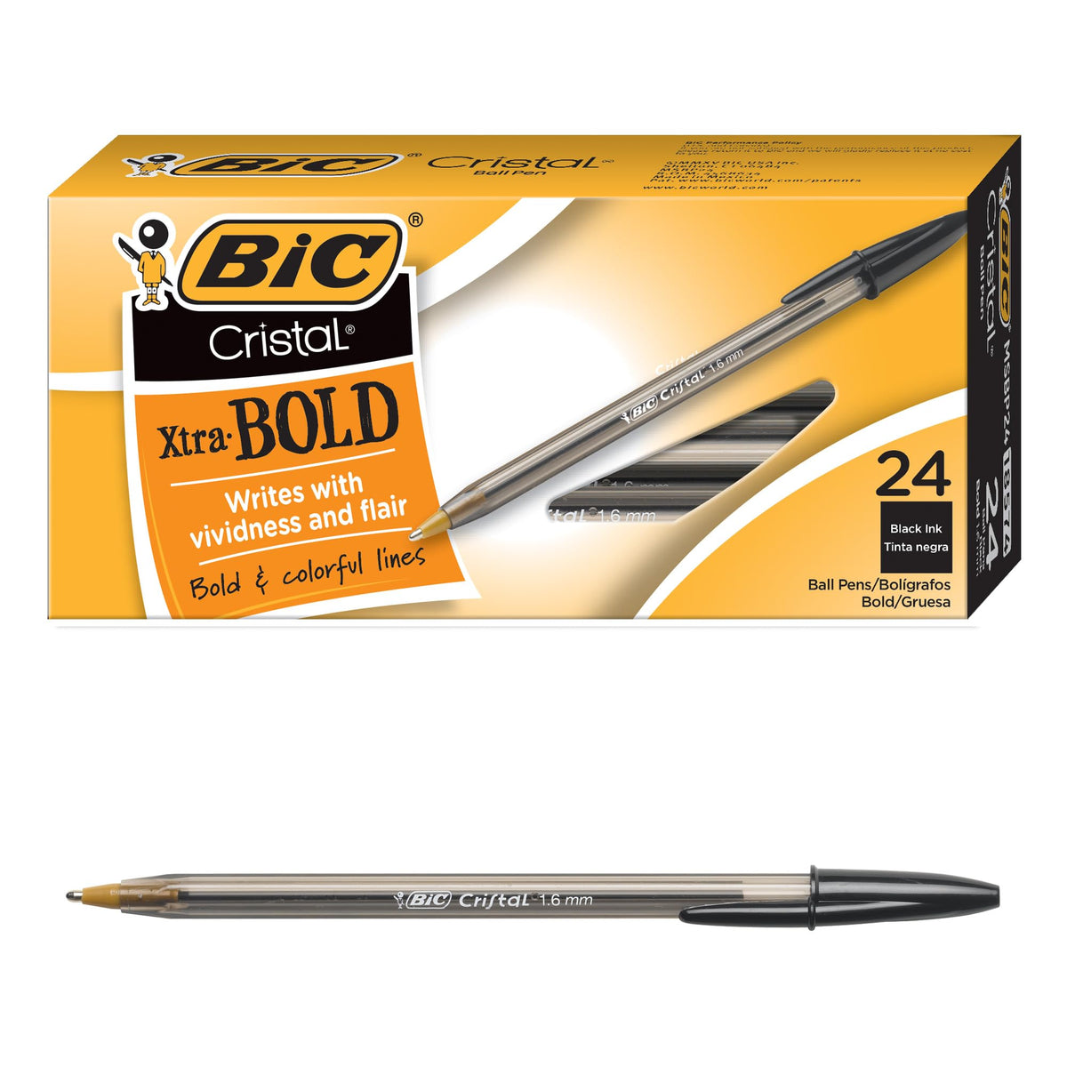 BIC Writing Instrument MSBP241-BLK, 24 Count