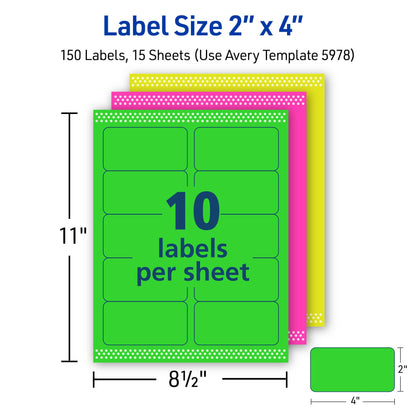 Avery Label 5978, 2 in x 4 in, 150 Count – view 5