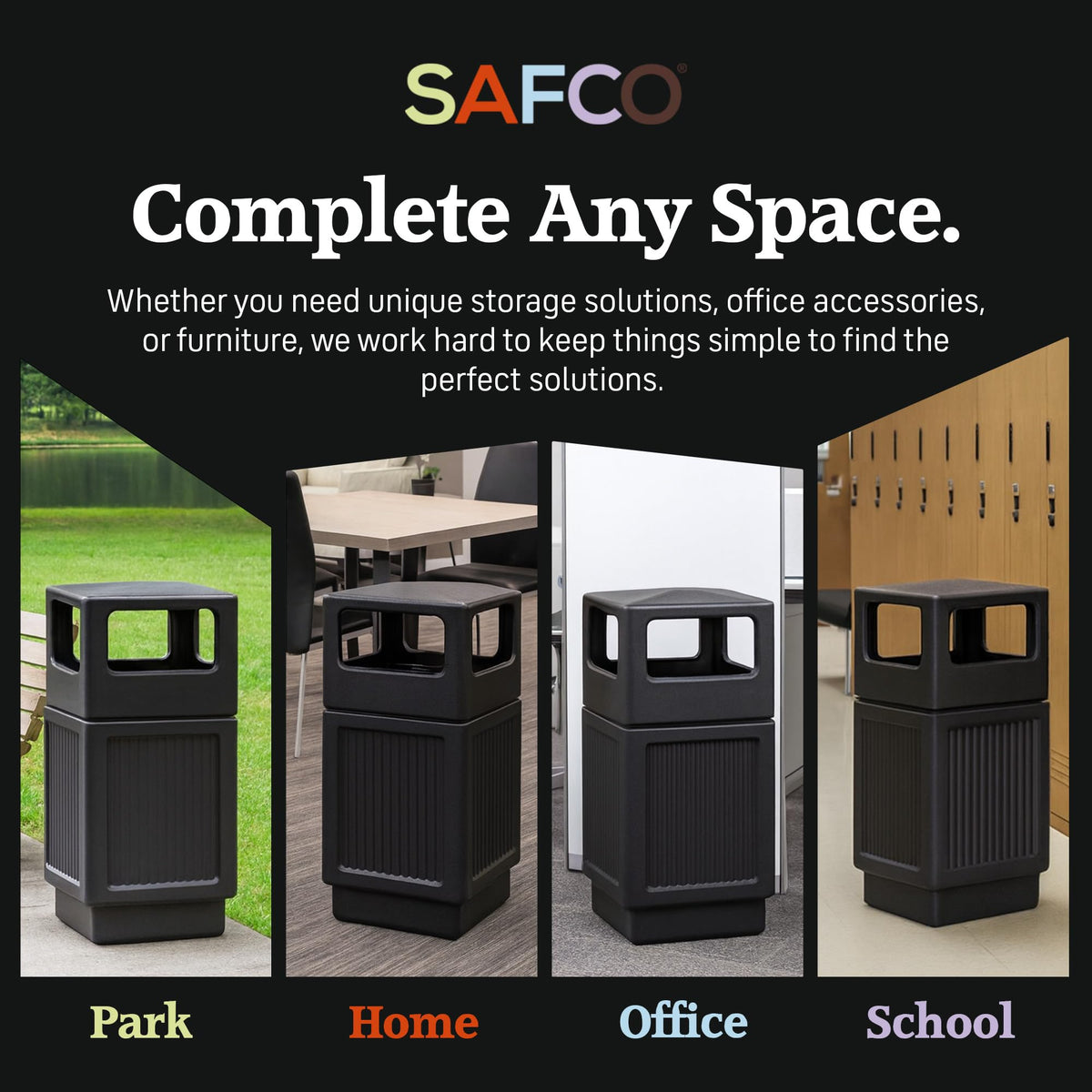 Safco Trash Can 9476BL, 38 Gallon Trash Can – view 4