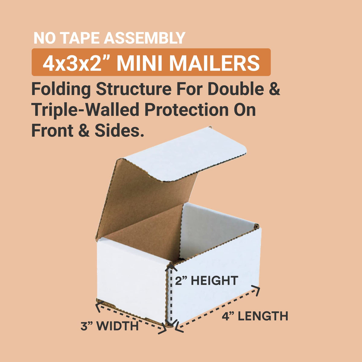 BOX USA Shipping Box M432, 4x3x2, 50 Count – view 2