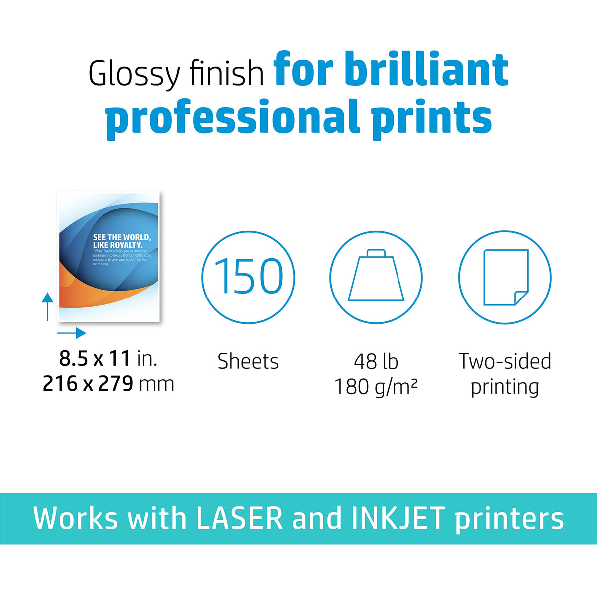HP Print Copy Paper Q1987A, 8.5 in x 11 in, 150 Count – view 3