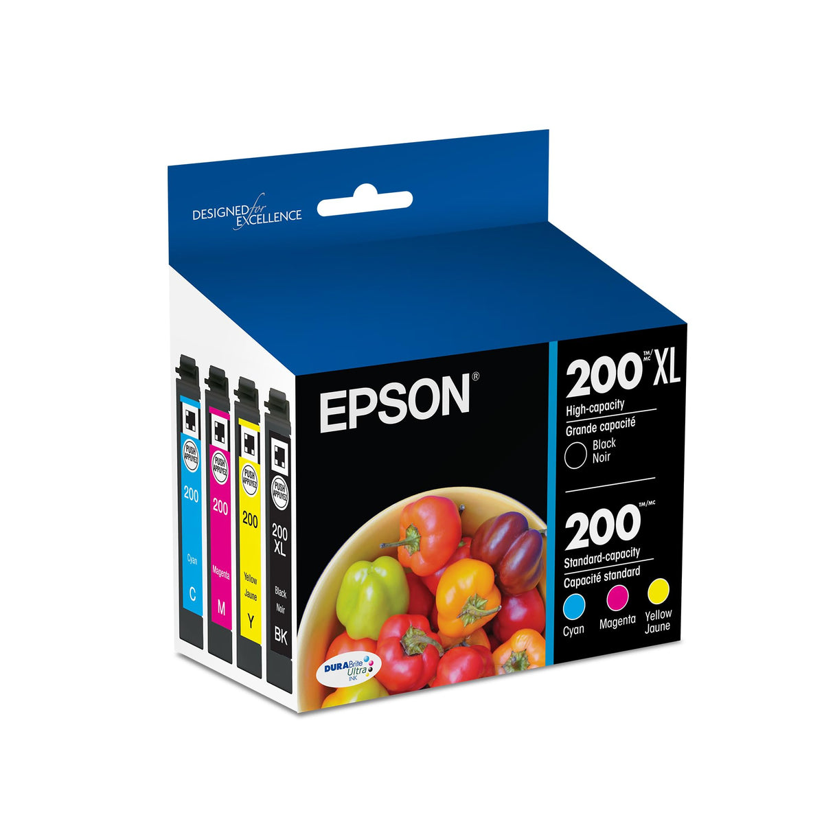 Epson Inkjet Printer Ink T200XL-BCS, 4 Count, 3 Count
