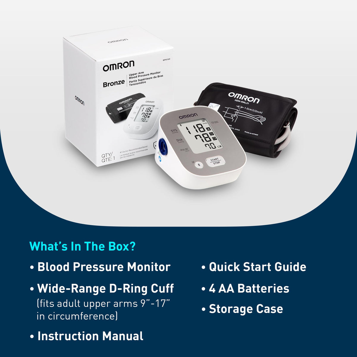 Omron Blood Pressure Monitor BP5150, 9-17" Cuff Size | Single Unit – view 6