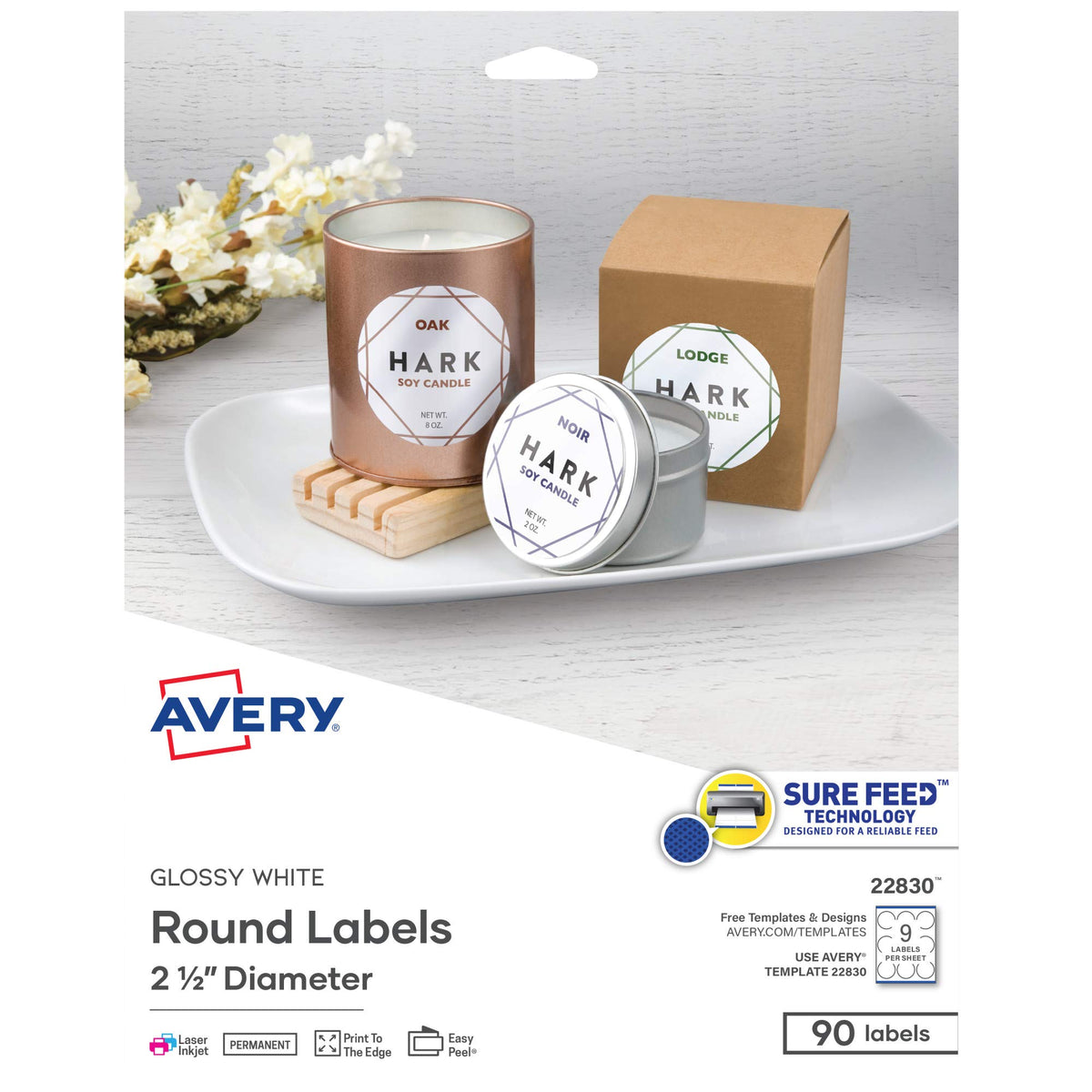 Avery Label 22830, 2.5", 90 Count