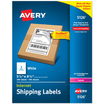 Avery Label 5126, 5.5 in. x 8.5 in., 200 Count