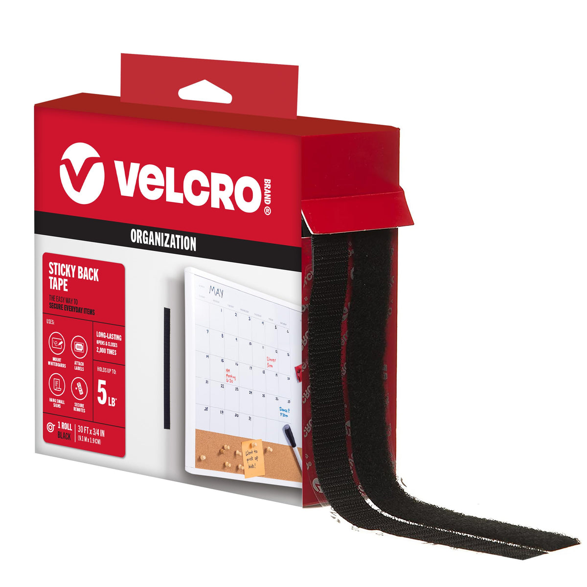 VELCRO Brand Hook Loop Fastener 91137, 30 ft x 3/4 in