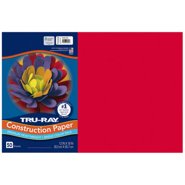 Tru-Ray Art Media Paper 103063, 12" x 18", 50 Count, Festive Red