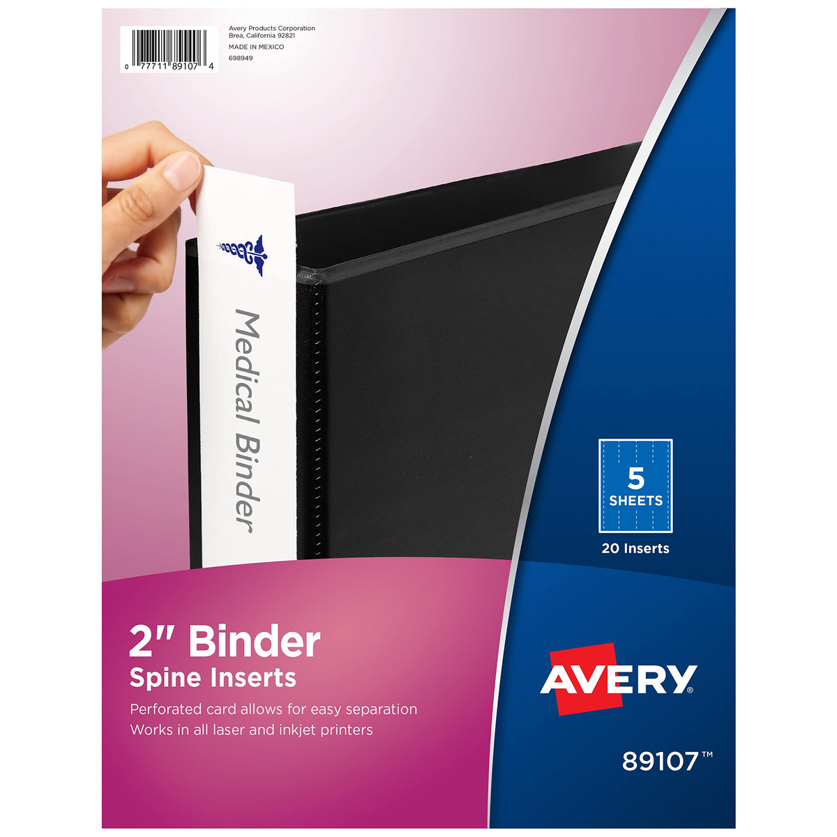 Avery Card Stock 89107, For 2" Ring