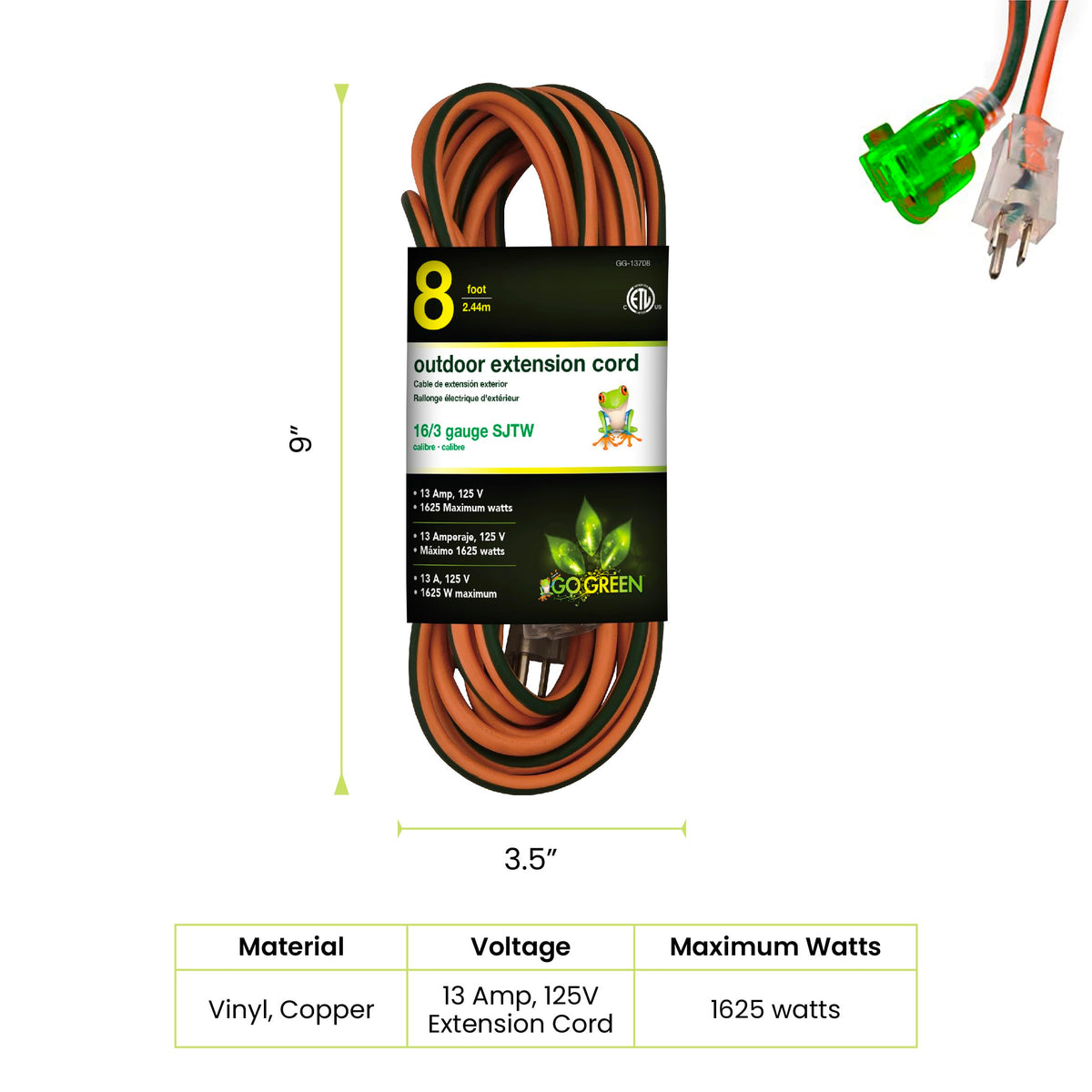 Power By GoGreen Power Cord GG-13708, 8 ft – view 2