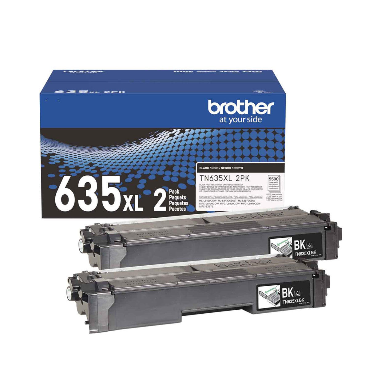 Brother Laser Printer Toner TN635XL 2PK, High Yield