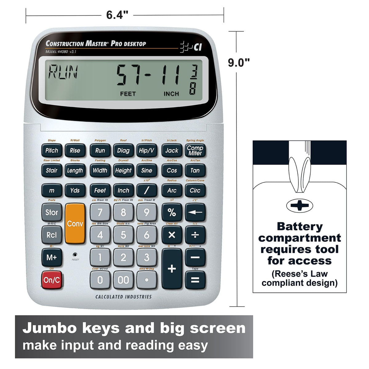 Calculated Industries Calculator 44080, 9 x 6.4 inch – view 2