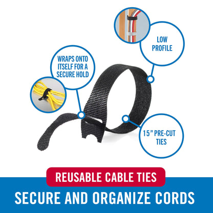 VELCRO Brand Cable Tie 94257, 15 x 1/2In - 30 Ties – view 2