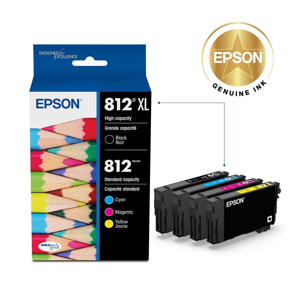 Epson Inkjet Printer Ink T812XL-BCS, XL/Standard, 4 Count – view 2