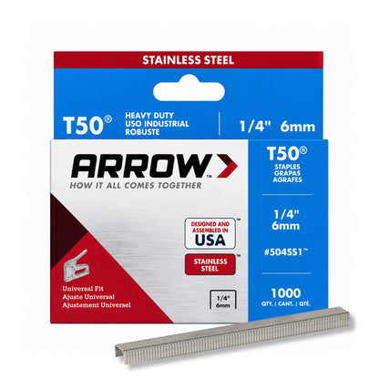 Arrow Fastener Hardware Staple 504SS1, 1/4 Inch