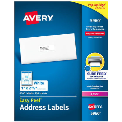 Avery Label 5960, 1" x 2-5/8", 7 Count