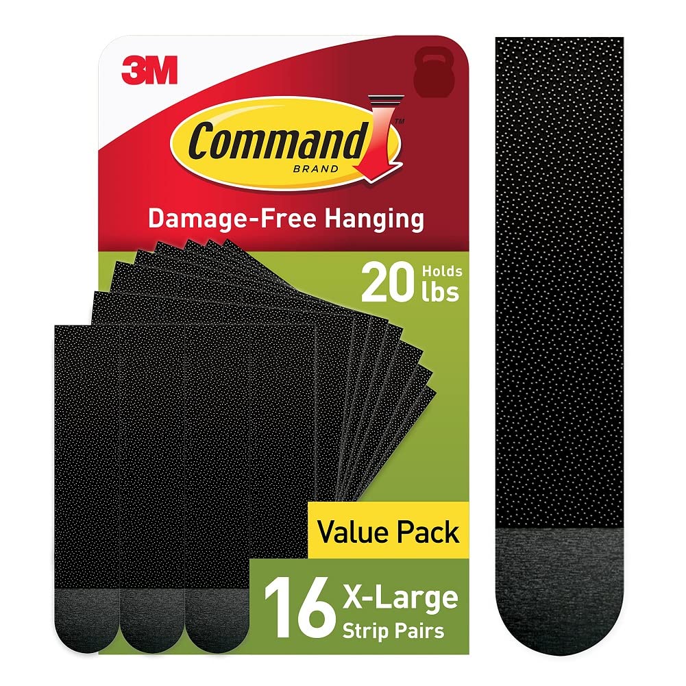 Command Adhesive Tapes 17217BLK-16NA, X-Large, 16 Count