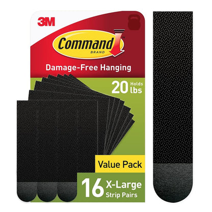 Command Adhesive Tapes 17217BLK-16NA, X-Large, 16 Count