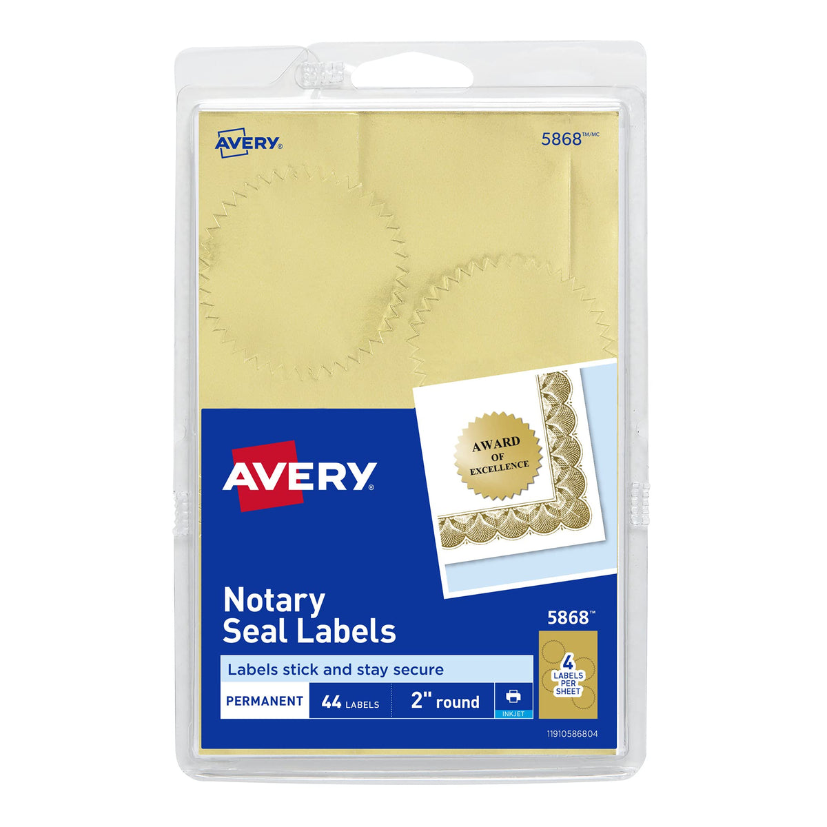 Avery Label 5868, 2" diameter, 44 Count