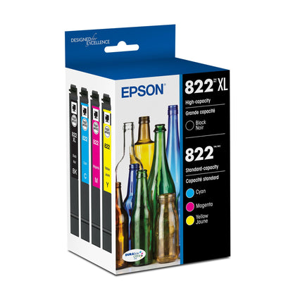 Epson Inkjet Printer Ink T822XL-BCS, High Yield / Standard Yield