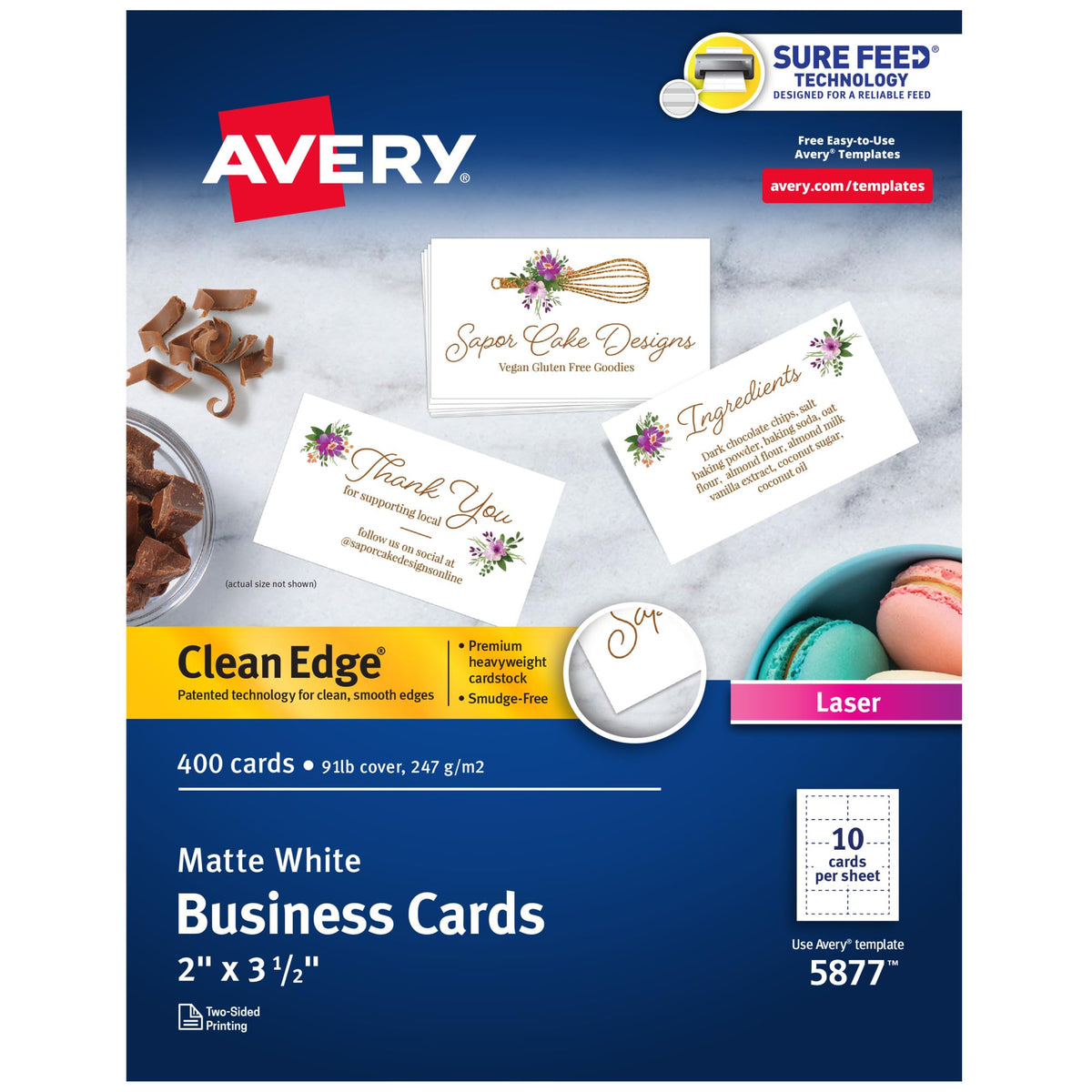 Avery Card Stock 5877, 2" x 3.5", 400 Count
