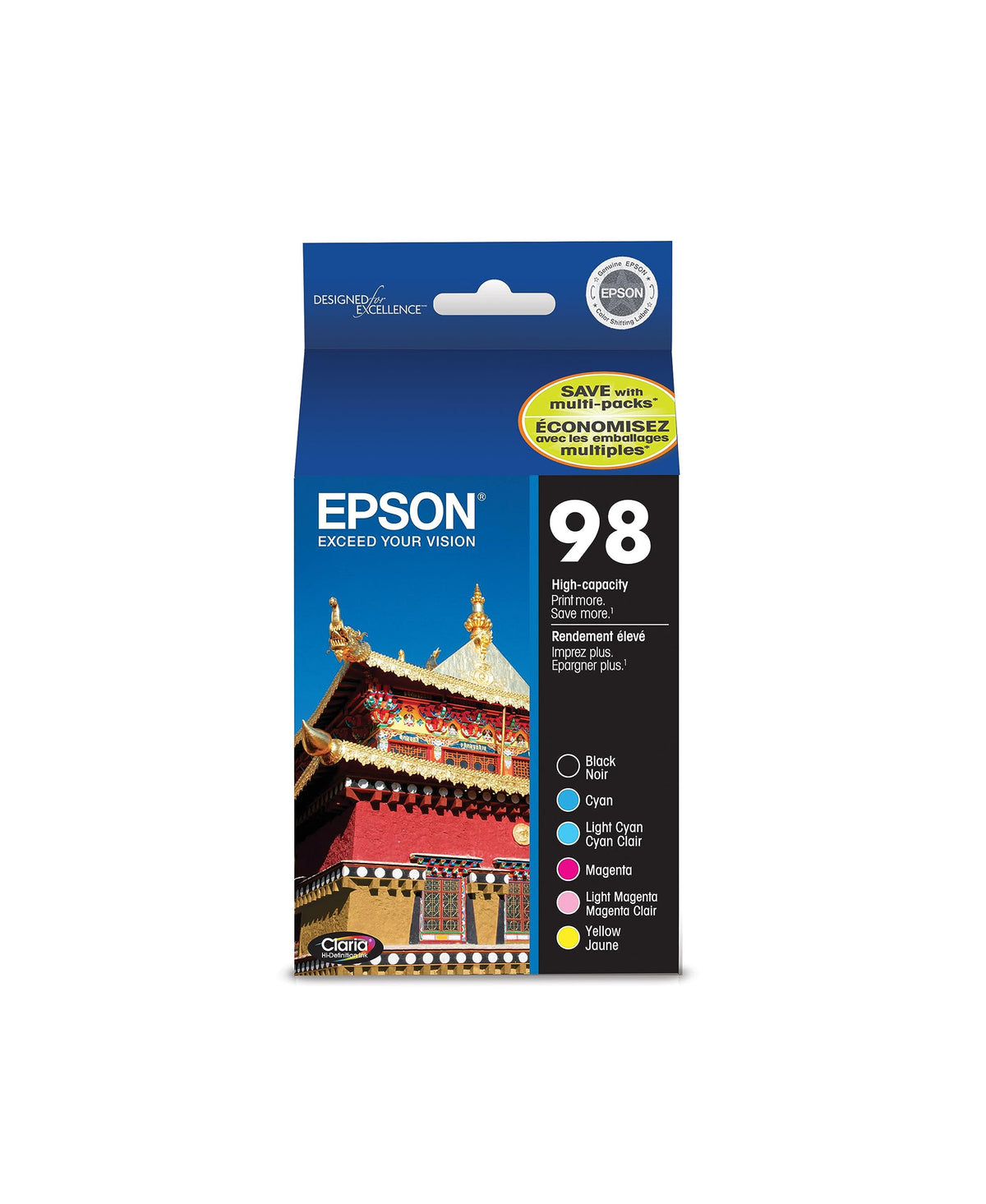 Epson Inkjet Printer Ink T098120-BCS, Multi-Pack, 6 Count