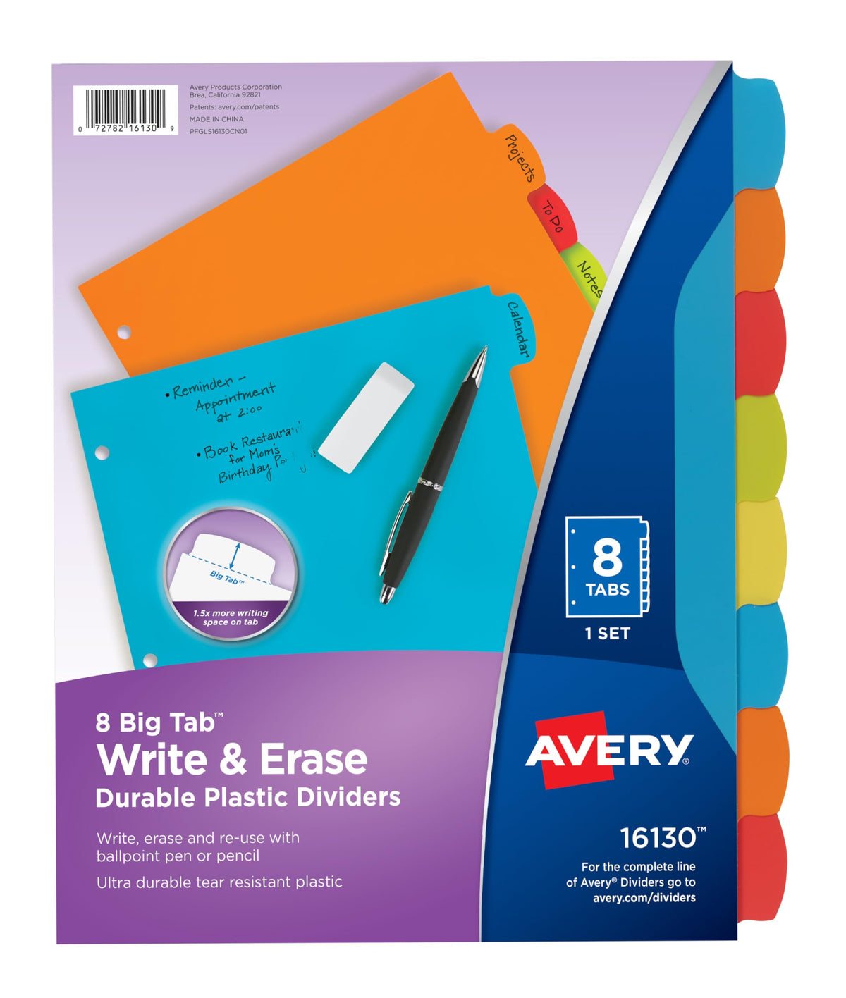 Avery Binder Divider 16130, 8 tab