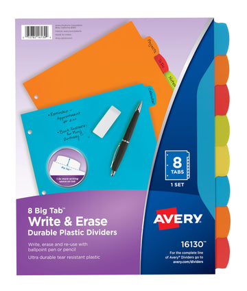Avery Binder Divider 16130, 8 tab