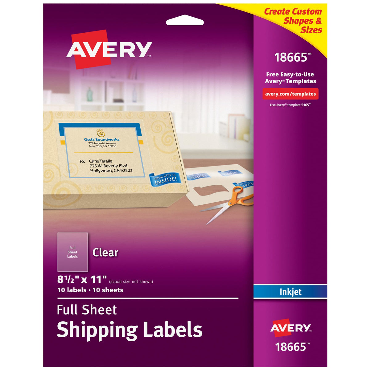 Avery Label 18665, 10 labels
